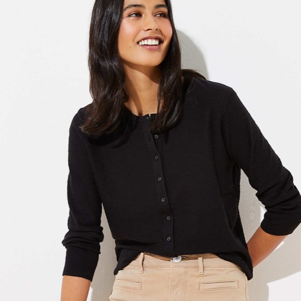 Loft 3/4 sleeve cardigan/black - Picture 1 of 4